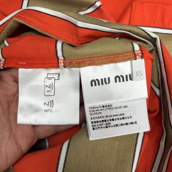 Brand new Miu Miu women's red and gray striped polo long-sleeved T-shirt - Picture 4 of 4